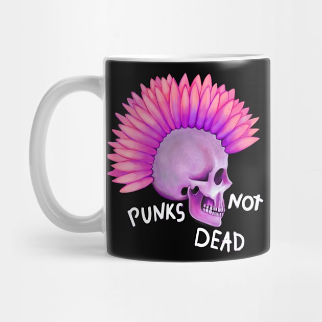 Punks not dead skull and violet flower by Meakm